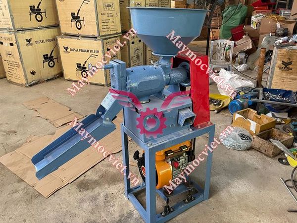 Máy xát gạo, vỡ hạt mini TF555 động cơ dầu