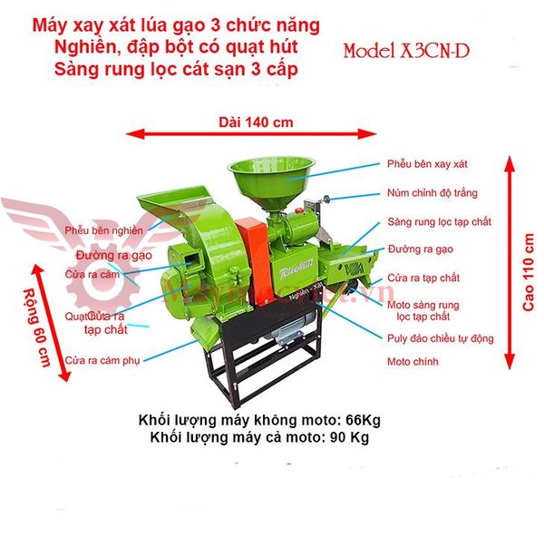 Máy xay xát mini 3 chức năng X3CN-D