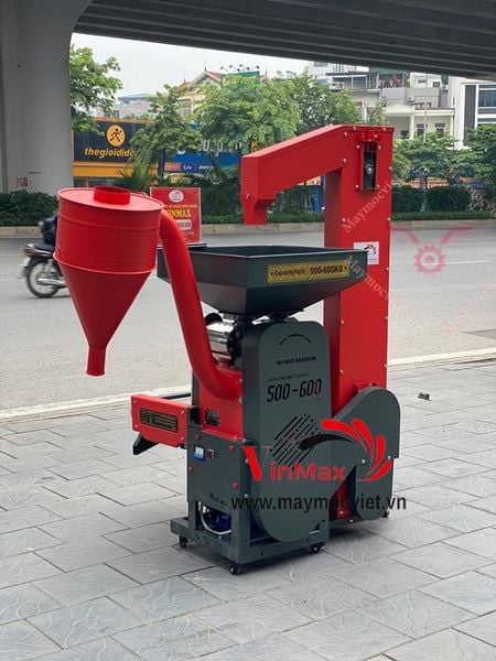 Máy xay xát lúa gạo liên hoàn VM600-2C - Gầu tải thóc – Lọc tạp chất đầu vào – Sàng rung lọc cát sạn đầu ra