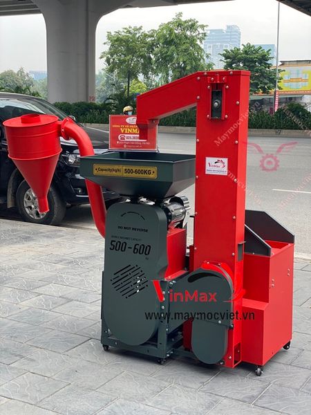 Máy xay xát lúa gạo liên hoàn VM600-2C - Gầu tải thóc – Lọc tạp chất đầu vào – Sàng rung lọc cát sạn đầu ra
