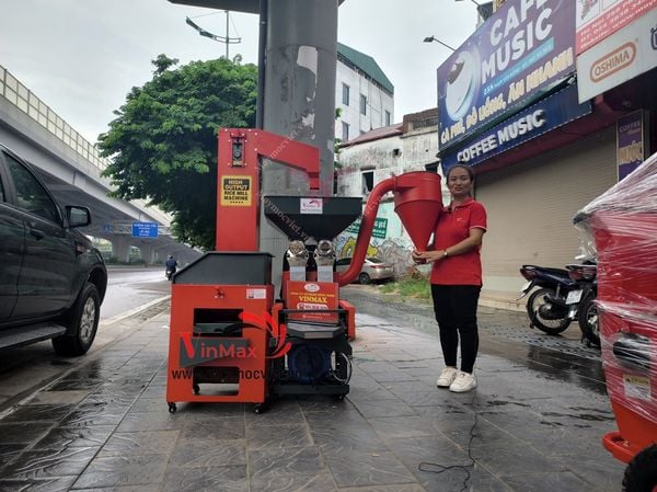 Máy xay xát lúa gạo liên hoàn VM600-2C - Gầu tải thóc – Lọc tạp chất đầu vào – Sàng rung lọc cát sạn đầu ra