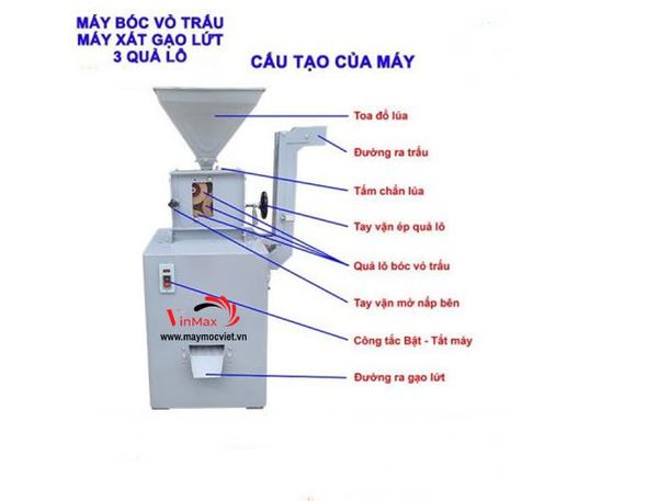 Máy bóc vỏ trấu, máy xát gạo lứt VINMAX XL400