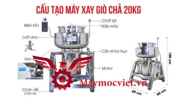 Máy xay giò chả khung inox 20kg/mẻ VM XG20