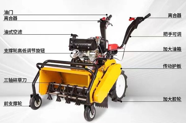 Máy làm đất 4 chức năng trục băm cỏ, sạc cỏ, xới đất, vun luống Turbo TBD500