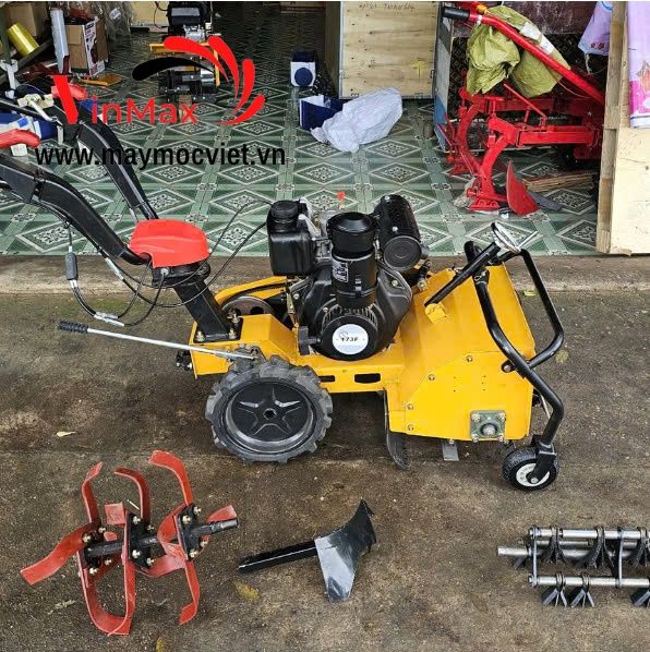 Máy xới đất, lên luống, sạc, băm cỏ đa năng động cơ dầu Turbo TBD173