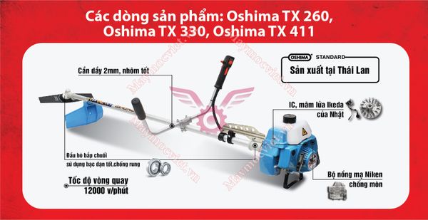 MÁY CẮT CỎ OSHIMA TX 411- made in Thailan