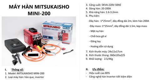 Máy hàn mini inverter công nghệ nhật bản Mitsukaisho mini 200