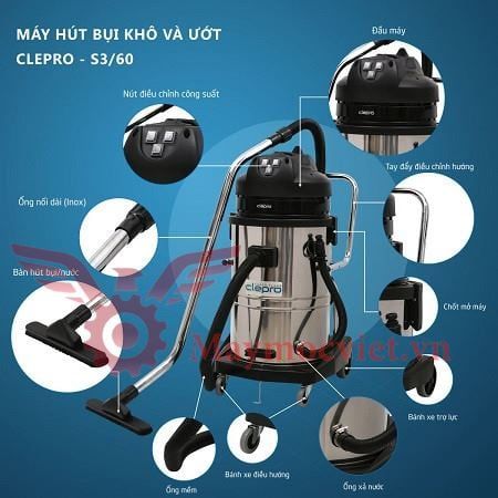 Máy hút bụi công nghiệp Clepro S3/60