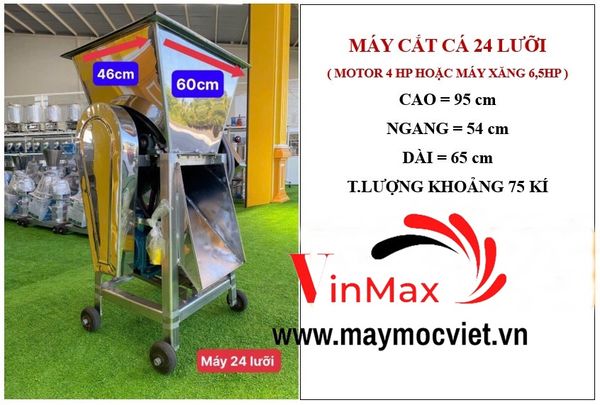 Máy thái cá, máy cắt cá khung inox 24 lưỡi Vinmax VMC24