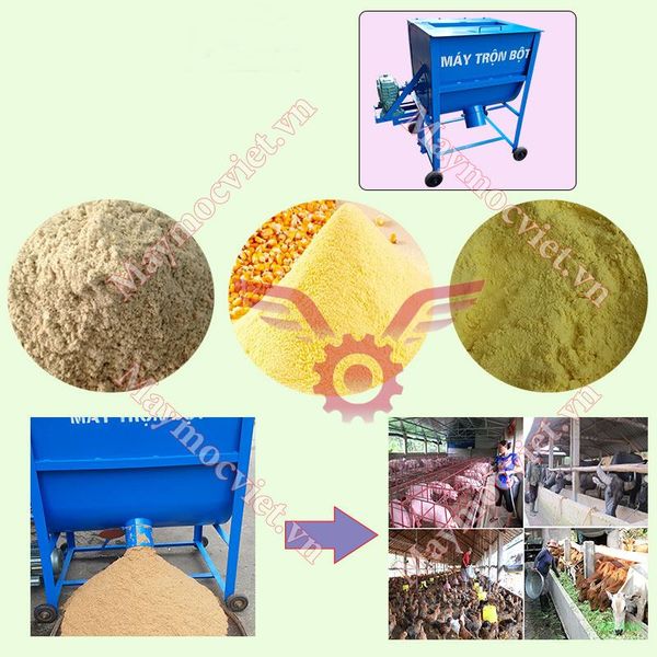 Máy trộn giá thể, thức ăn chăn nuôi 50kg/ mẻ TVM-50