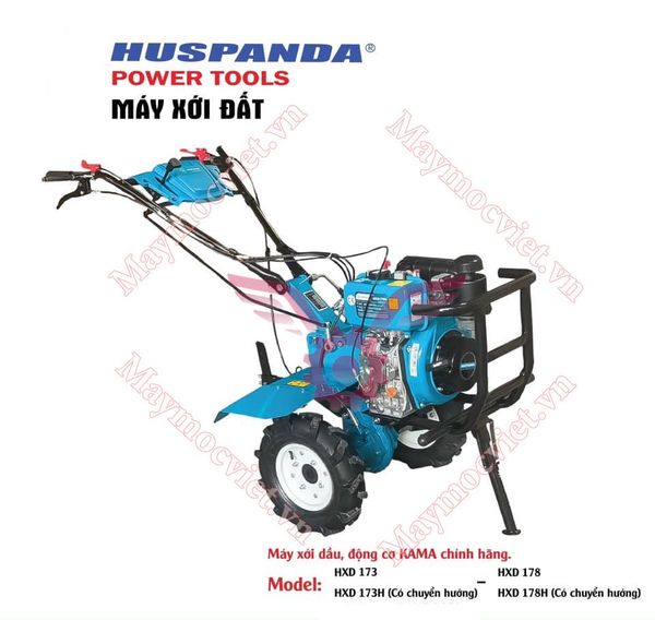 Máy xới đất dầu Huspanda HXD178H chuyển hướng động cơ Kama chính hãng
