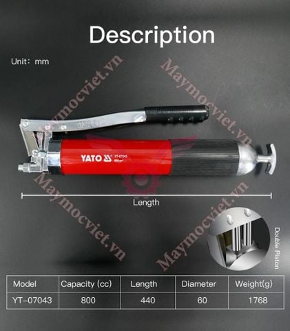 Súng bơm mỡ cầm tay 800cc Yato YT 07043