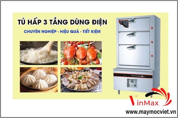 Tủ hấp hải sản 3 tầng dùng điện Vinmax VMTH900