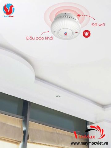 Đầu báo cháy khói liên động không dây kèm đế Wifi SafeFire AJ-760W