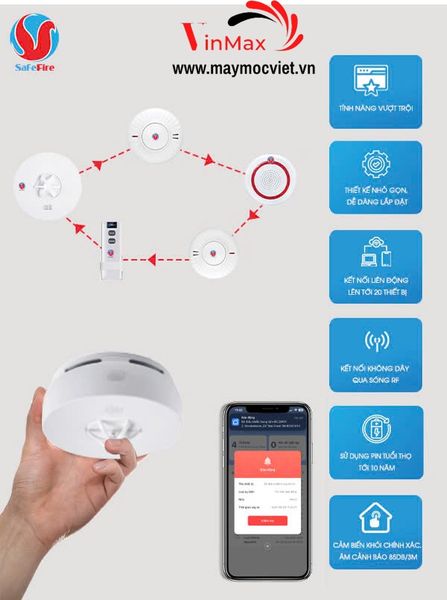 Đầu báo nhiệt liên động không dây SafeFire AJ-965TU4