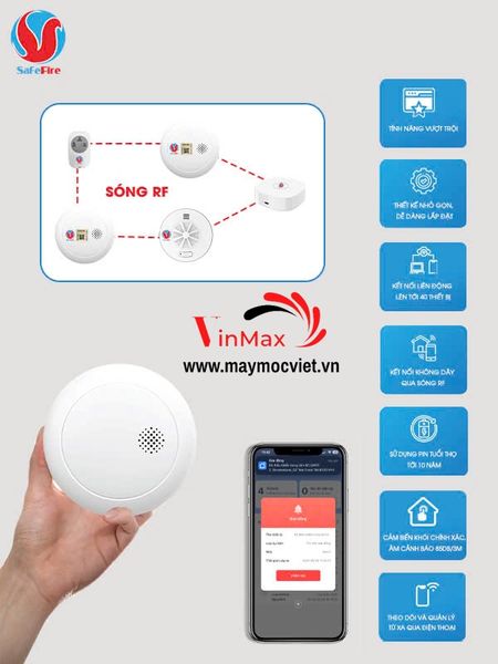 Đầu báo khói liên động không dây SafeFire HM2SA-1W