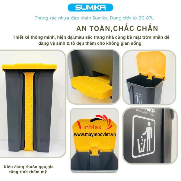 Thùng rác nhựa gia đình Sumika B045 - 45 lít
