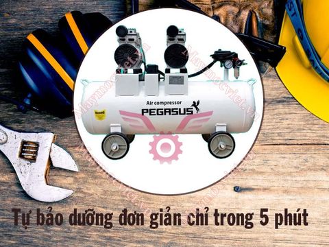 MÁY NÉN KHÍ KHÔNG DẦU,GIẢM ÂM PEGASUS TM - OF550 X 2 - 70L (1,5HP)