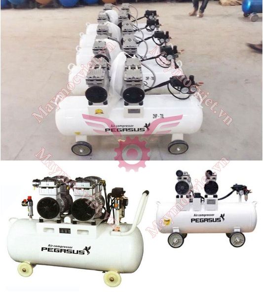 MÁY NÉN KHÍ KHÔNG DẦU,GIẢM ÂM PEGASUS TM - OF550 X 2 - 70L (1,5HP)