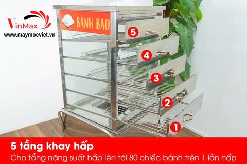 Tủ hấp bánh bao trưng bày di động VN-600DK (hấp 80 bánh)