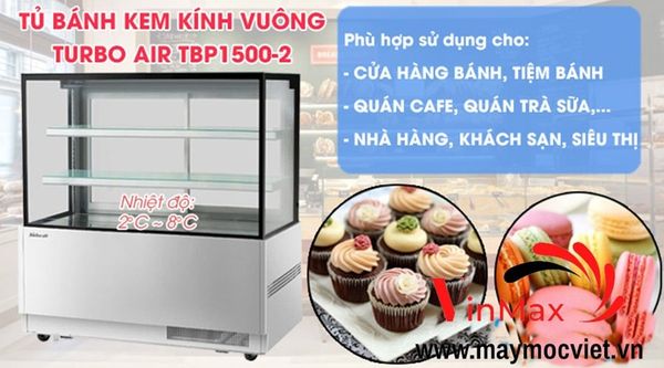 Tủ trưng bày 3 tầng kính vuông Turbo air TBP 1500-2