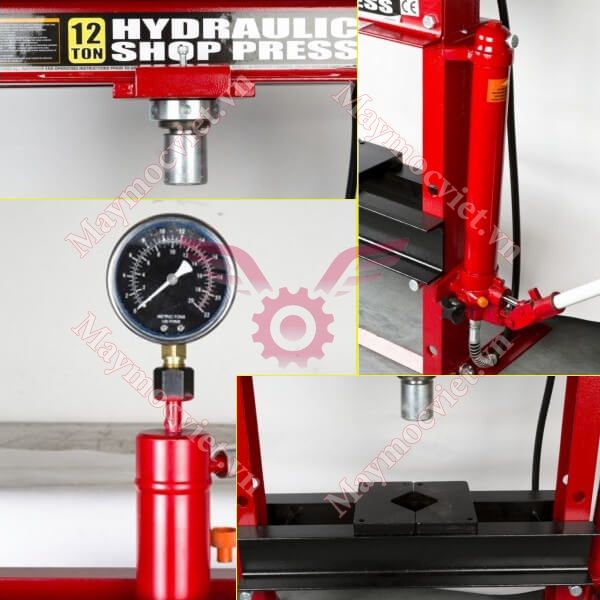 Máy ép thủy lực dùng tay 12T có đồng hồ TY12001