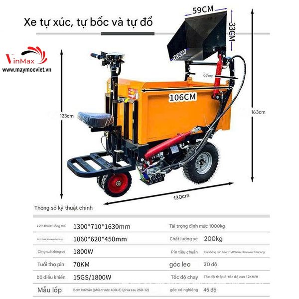 Xe vận tải nông sản tự hành Turbo TBN1000