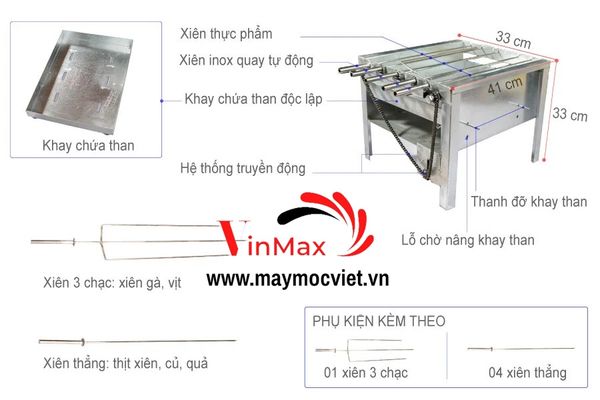 Bếp nướng mini cho gia đình 5 xiên Vinmax VMX05