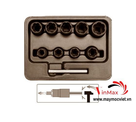 Bộ Khẩu Nhổ Ốc Bulông Hỏng 10 Chi Tiết 3/8
