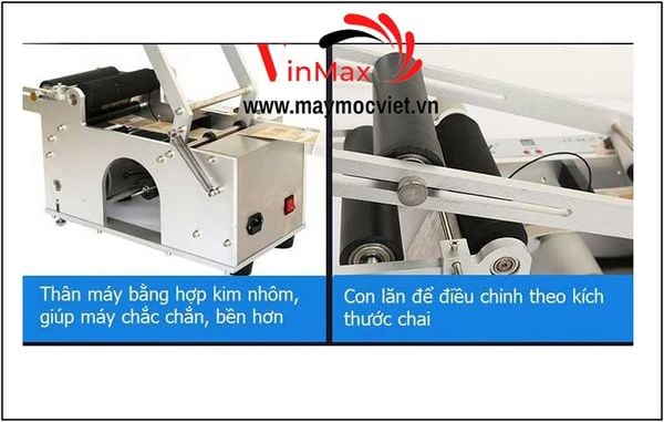 Máy dán nhãn tem decal chai tròn bán tự động VMDT50