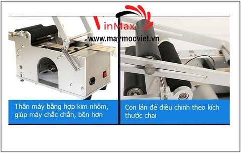 Máy dán nhãn tem decal chai tròn bán tự động VMDT50