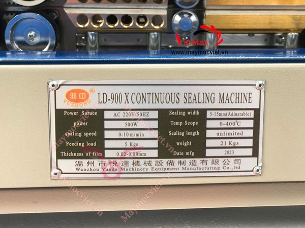 Máy hàn miệng túi liên tục nằm ngang  Vinmax LD900X