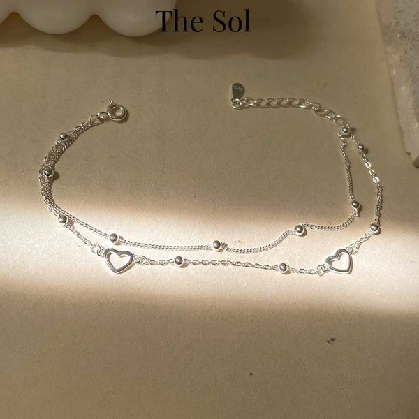  Lắc Tay Bạc Double Layer Heart 