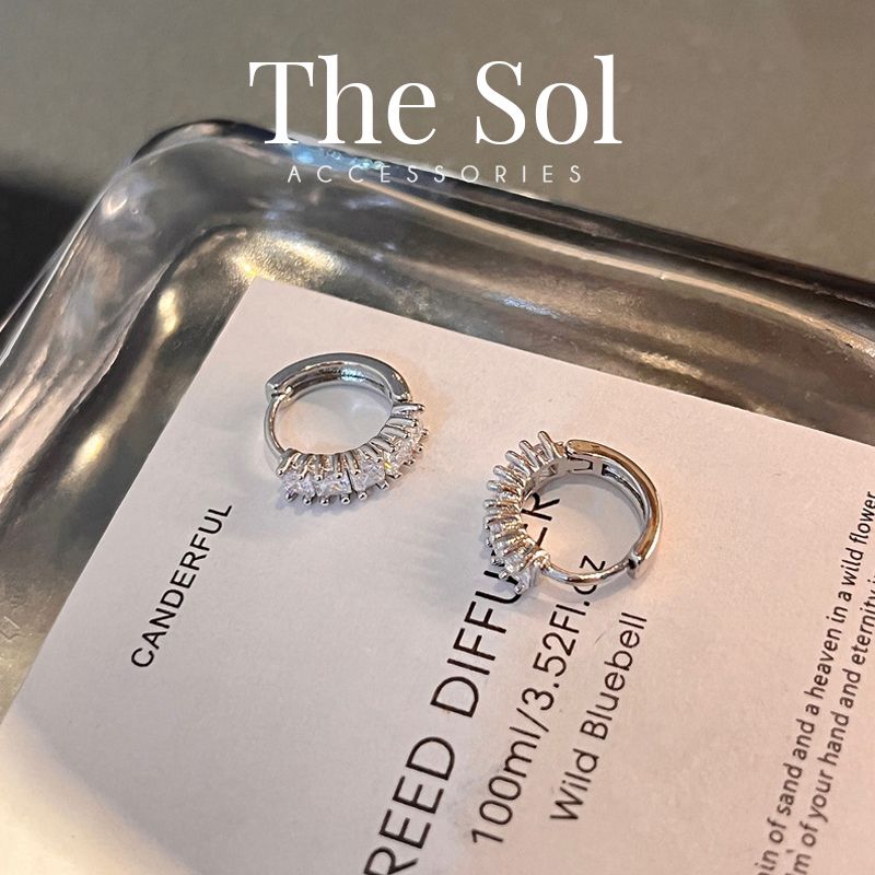  Bông Tai Hàn Quốc Diamond Hoops 