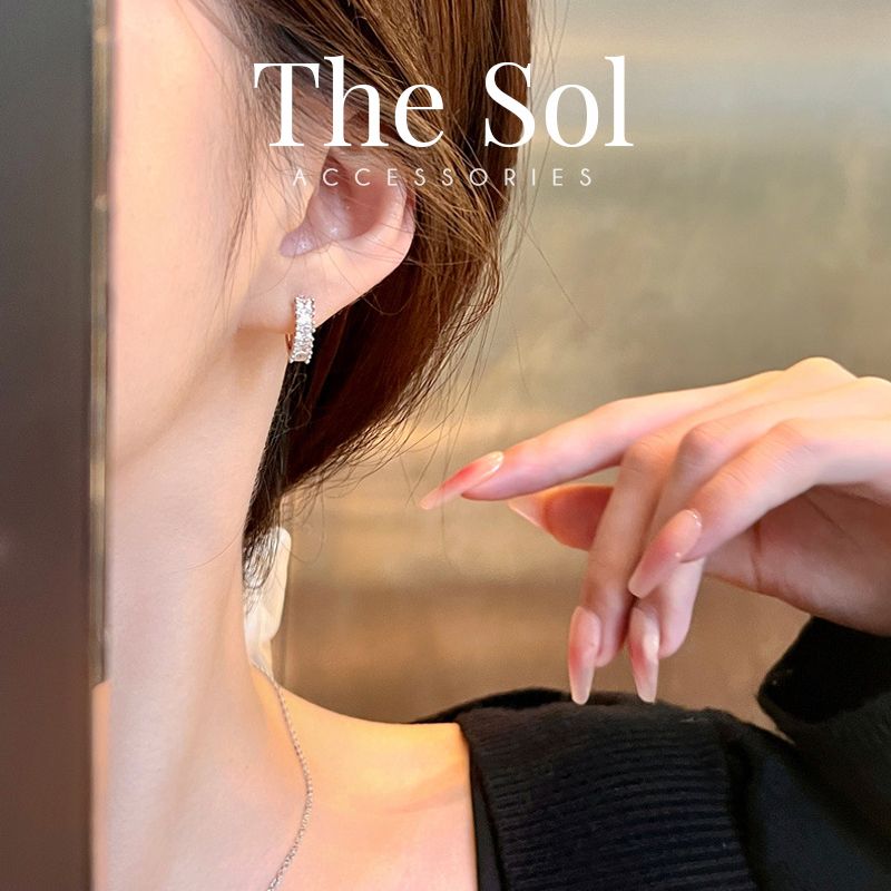  Bông Tai Hàn Quốc Diamond Hoops 