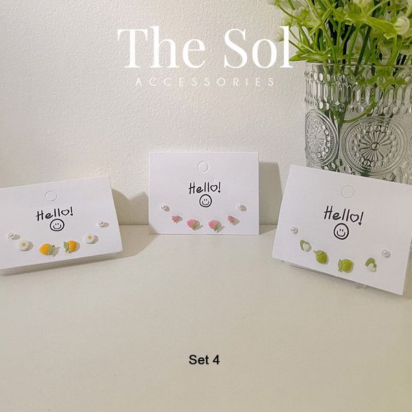  Set Bông Tai Colour Peach - 3 Đôi 