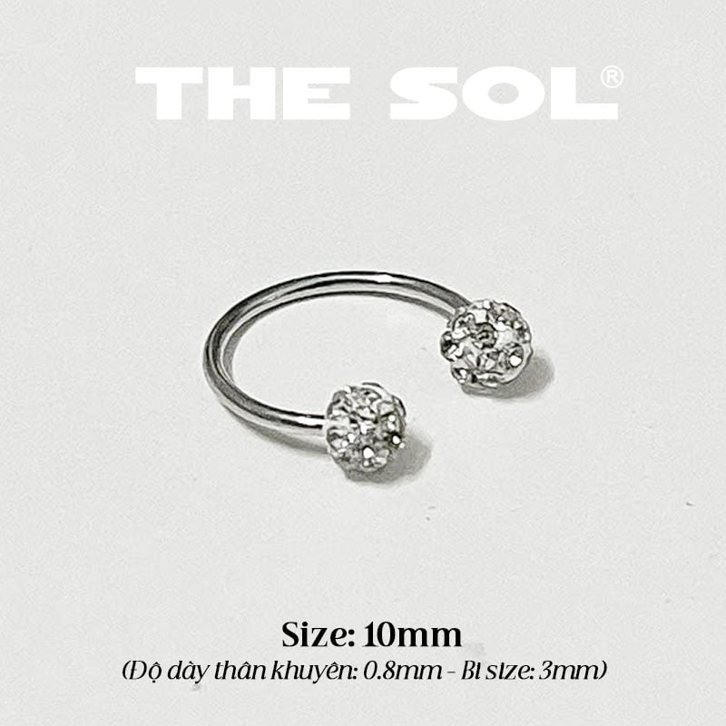  Khuyên Tai Titan Unisex SEPTUM Đính Đá Trắng 