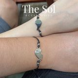  Lắc Tay Titan Couple Silver Heart - Dây Sáp 