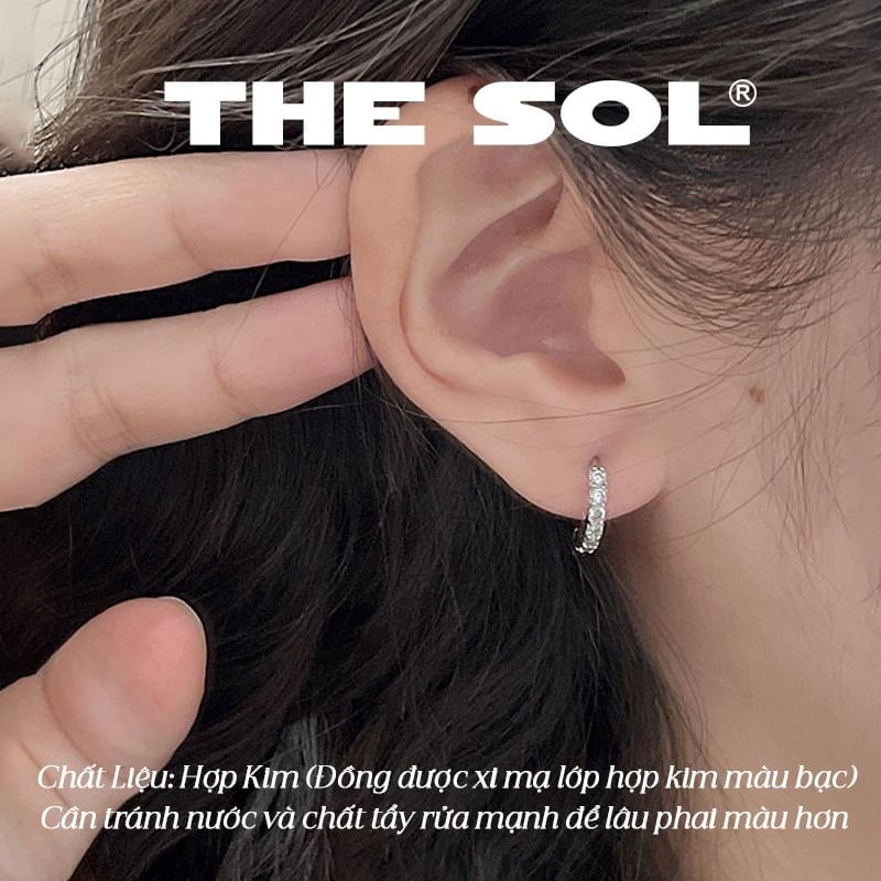  Khuyên Tai Bạc Xi Mạ Khuyên Tròn Đính Đá 2.3mm - Mẫu 171 