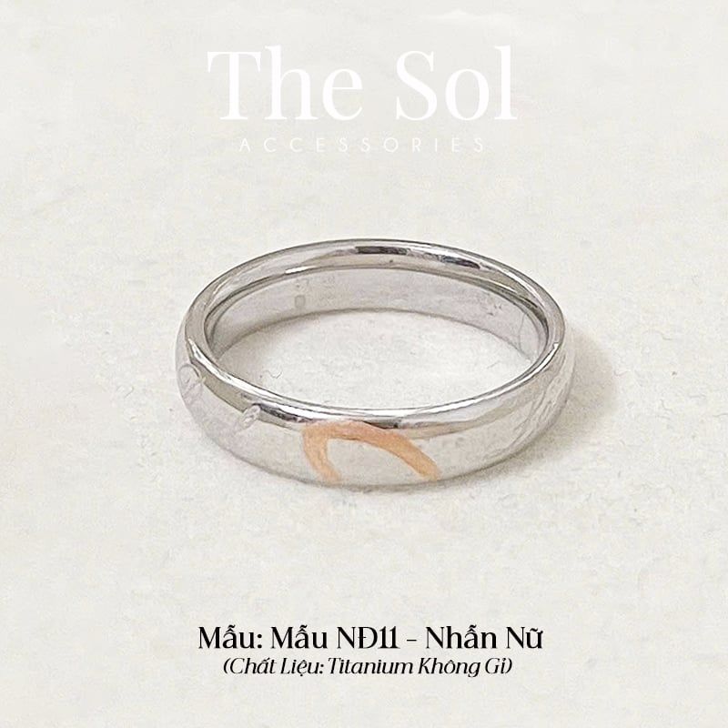  Nhẫn Titan Couple Half Heart - Mẫu NĐ11 