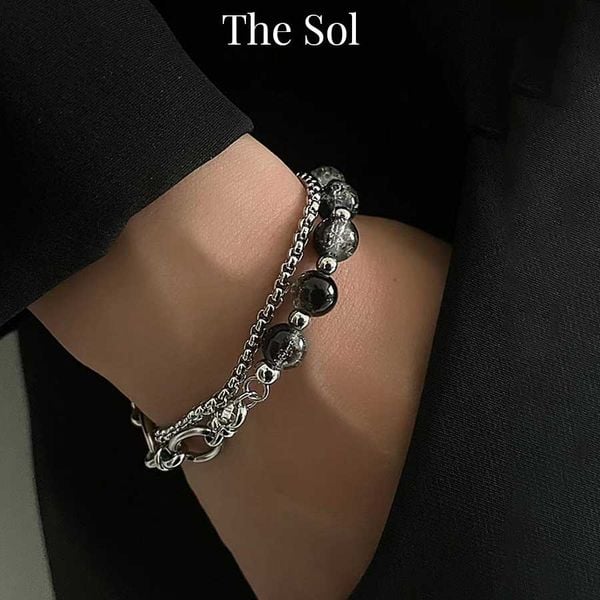  Lắc Tay Titan Unisex Black Rutilated Double - Mẫu 21 