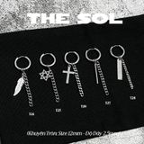  Khuyên Tai Titan Unisex 1 Line 1 Chain - Mẫu T27 