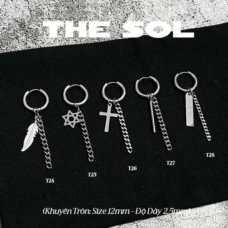  Khuyên Tai Titan Unisex 1 Line 1 Chain - Mẫu T27 