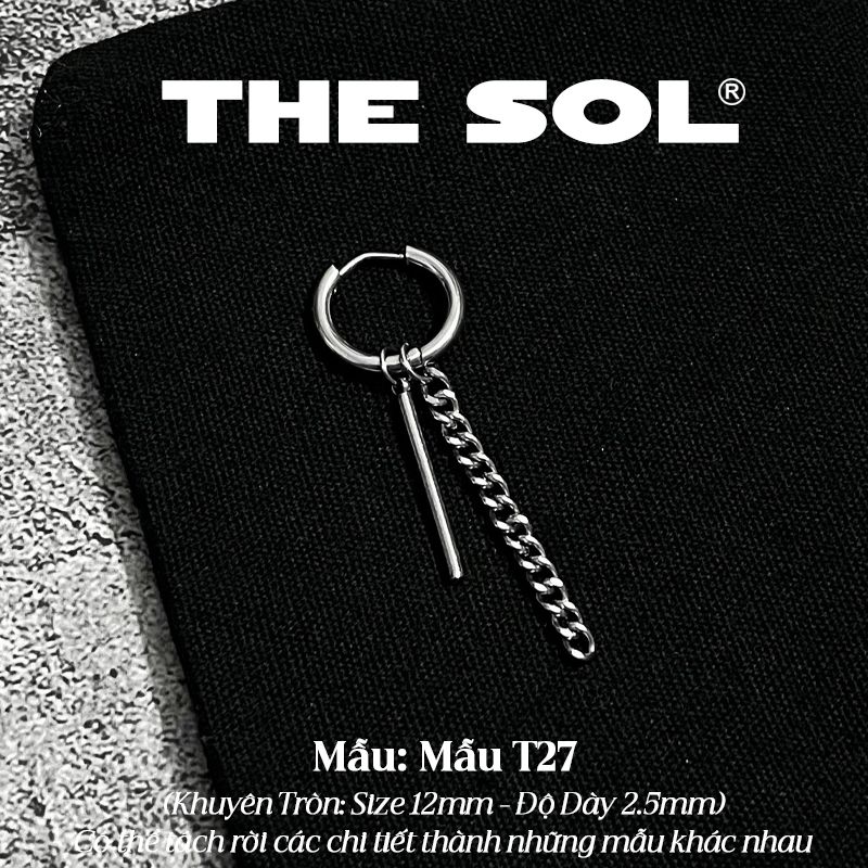  Khuyên Tai Titan Unisex 1 Line 1 Chain - Mẫu T27 