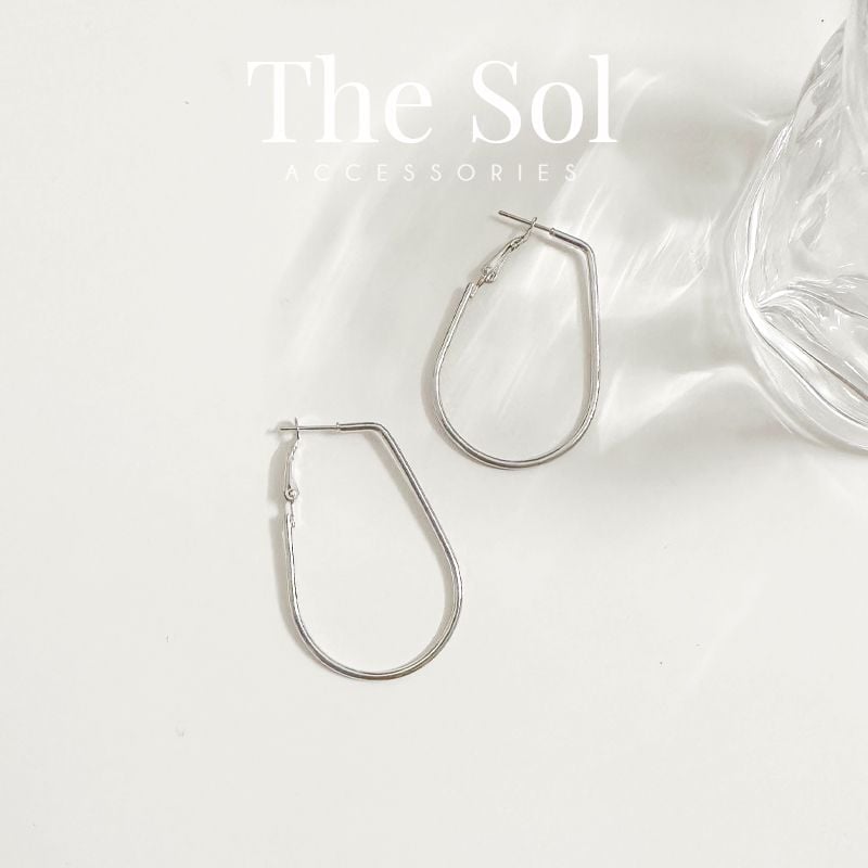  Bông Tai Hàn Quốc Oval Hoops 