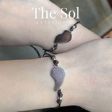  Lắc Tay Titan Couple Silver Heart - Dây Sáp 