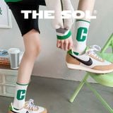  Tất Unisex Cổ Cao Big C Viền Màu 