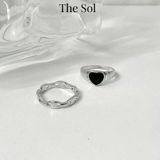  Set Nhẫn Hàn Quốc Black Heart - Bộ 2 Chiếc 