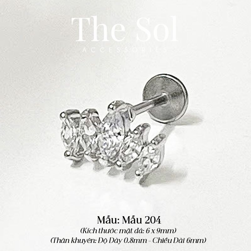 Khuyên Tai Thép Xi Mạ TRAGUS - Mẫu 204 