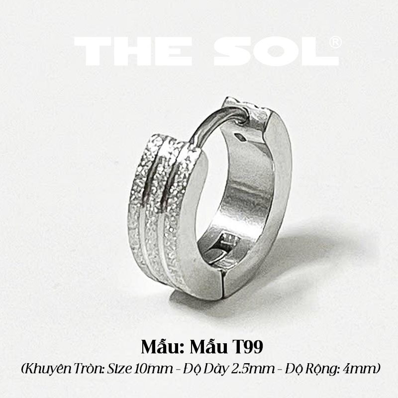  Khuyên Tai Titan Unisex Harsh Thick - 2 Lines - Mẫu T99 